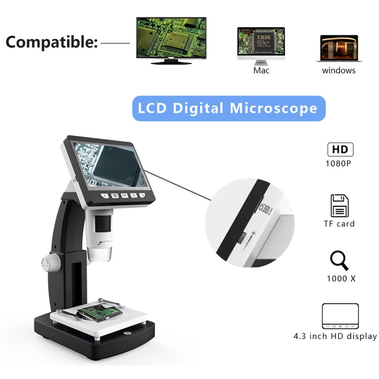 inskam306 1080P 4.3 inch Display Screen HDMI Port HD Digital Microscope