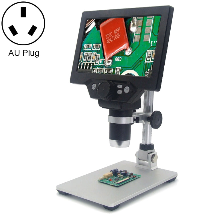 G1200 7 inch LCD Screen 1200X Portable Electronic Digital Desktop Stand Microscope, UK Plug