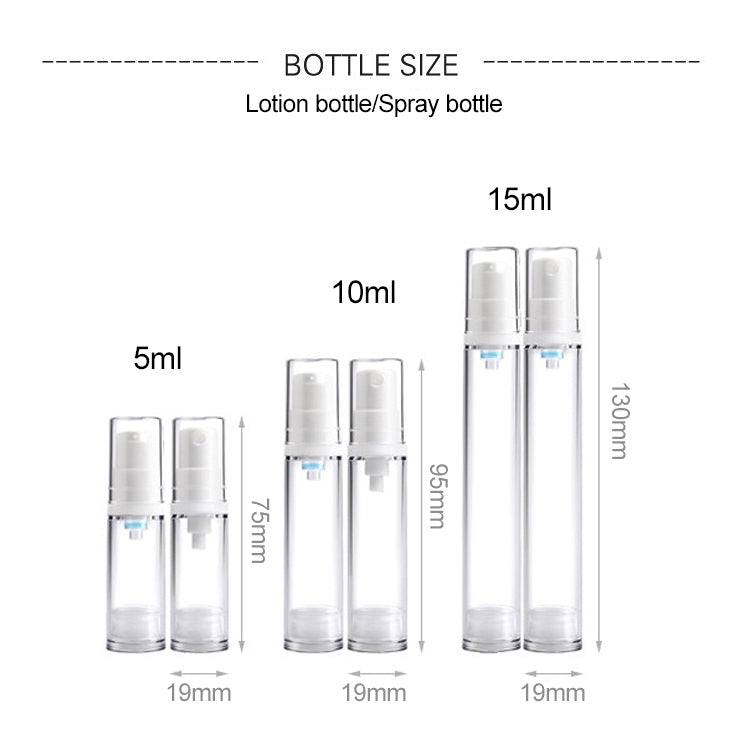 5 PCS Portable Airless Vacuum Pump Bottle Fine Mist Perfume Spray Bottle, 10ml
