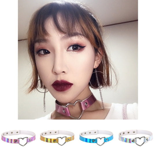 2 PCS European and American Harajuku Laser Heart Shape Collar Glowing Choker Necklace, Random Color Delivery