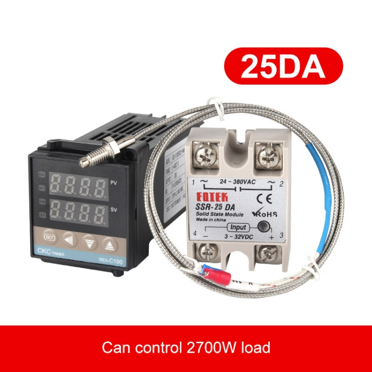 REX-C100 Thermostat + Thermocouple + SSR-25 DA Solid State Module Intelligent Temperature Control Kit
