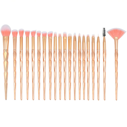 20 in 1 Diamond Handle Eye Brush Multi-functional Makeup Brush, Pink+Blue Handle and Purple Brush