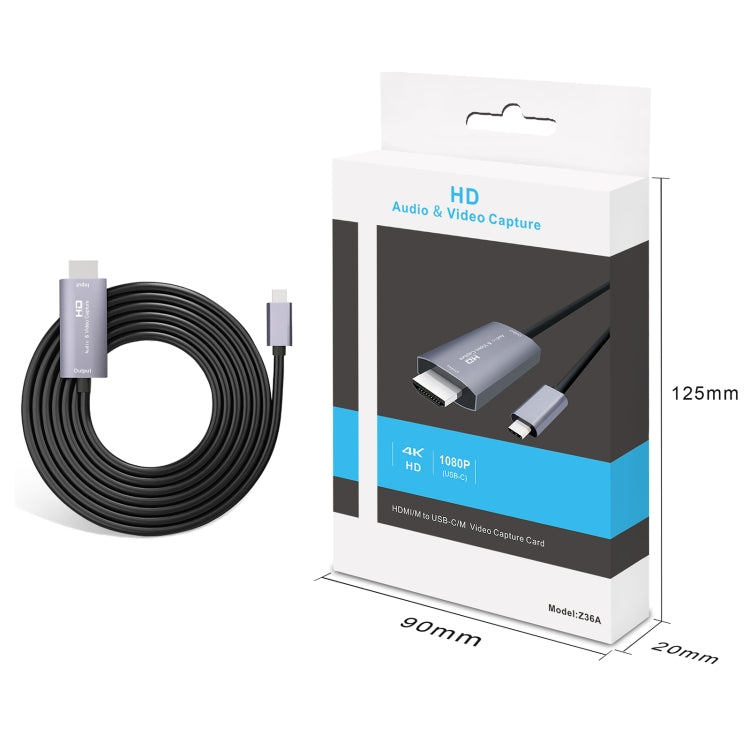Z36A HDMI Male to USB-C / Type-C Male HD Video Capture Card, Cable Length: 2m