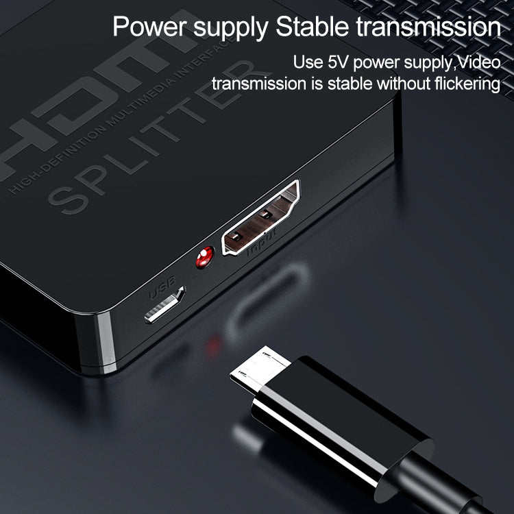 1x2 Mini HDMI Amplifier Splitter, Support 3D & 4K x 2K