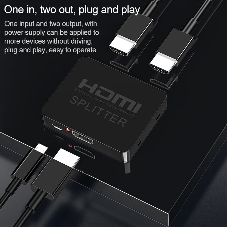 1x2 Mini HDMI Amplifier Splitter, Support 3D & 4K x 2K