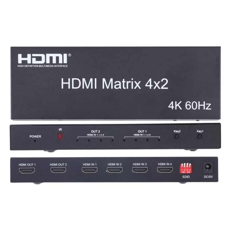 HDMI 4x2 Matrix Switcher / Splitter with Remote Controller, Support ARC / MHL / 4Kx2K / 3D, 4 Ports HDMI Input, 2 Ports HDMI Output