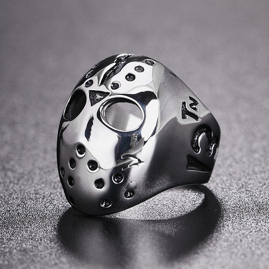Europe and America Style Punk Gothic Rock Mask Skull Men Titanium Steel Ring, US Size: 7, Diameter: 17.4mm, Perimeter: 55mm