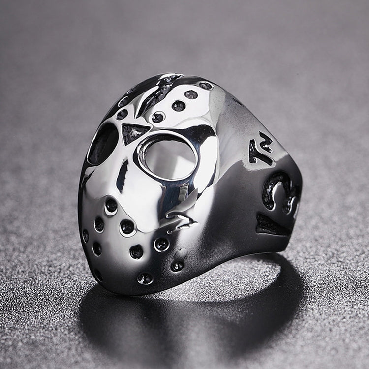 Europe and America Style Punk Gothic Rock Mask Skull Men Titanium Steel Ring, US Size: 11, Diameter: 20.7mm, Perimeter: 65mm