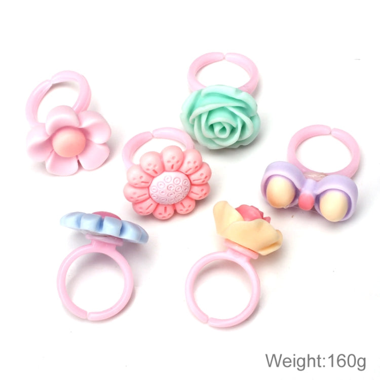100 PCS Children Cute Cartoon Resin Flower Animal Heart Bow-knot Ring, Frosted Surface