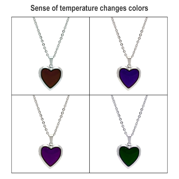 2 PCS MN4008 Heart Photo Box Pendant Temperature Sensitive Discoloration Necklace Jewelry