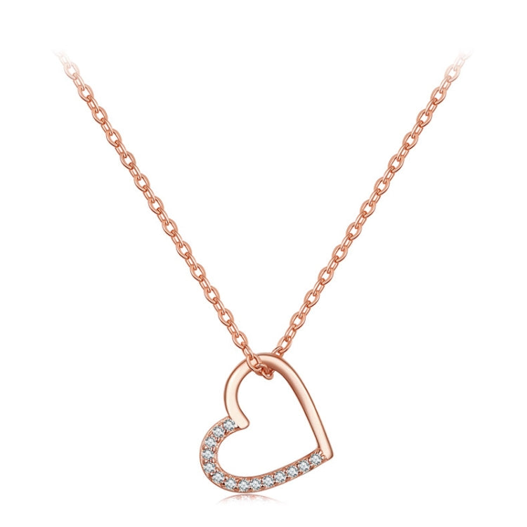 SCN347-B Sterling Silver S925 Zircon Simple Fashion Hollow Heart Shape Necklace
