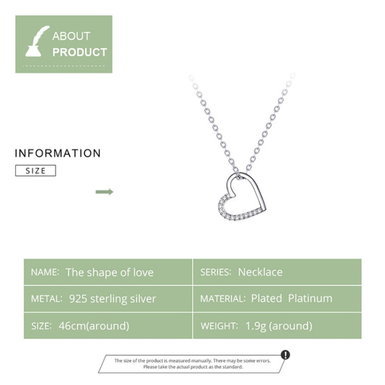 SCN347-B Sterling Silver S925 Zircon Simple Fashion Hollow Heart Shape Necklace