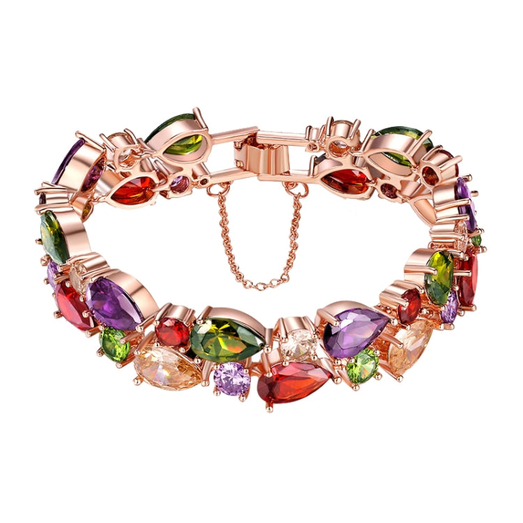 16cm Fashion Mona Lisa Rose Gold Colorful Zircon Bead Bracelets