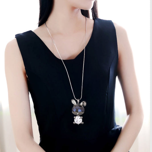 Autumn and Winter Fashion Simple Female Necklaces Gun-black Color Easy-matching Sweater Necklace