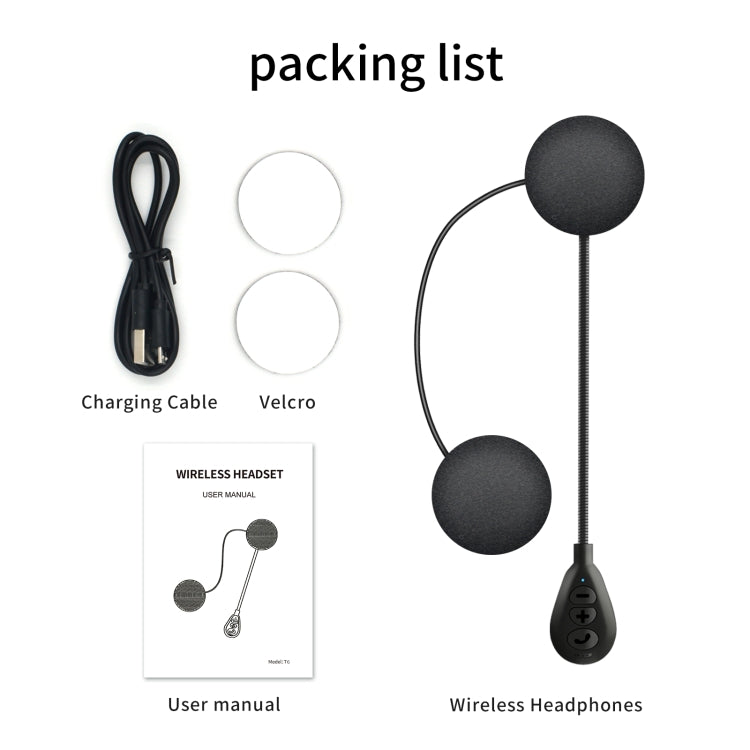 T6 Motorcycle Helmet Bluetooth V5.0 Headset