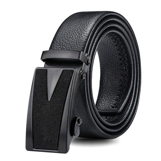 Dandali GD832 Gypsophila Triangle Men Automatic Buckle Double Edge Wrapping Leather Belt Waistband, Length: 120cm