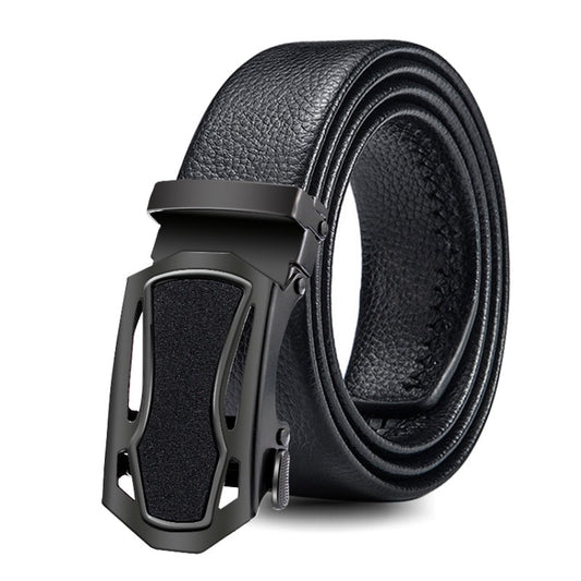 Dandali GD833 Gypsophila Empty Run Men Automatic Buckle Double Edge Wrapping Leather Belt Waistband, Length: 120cm