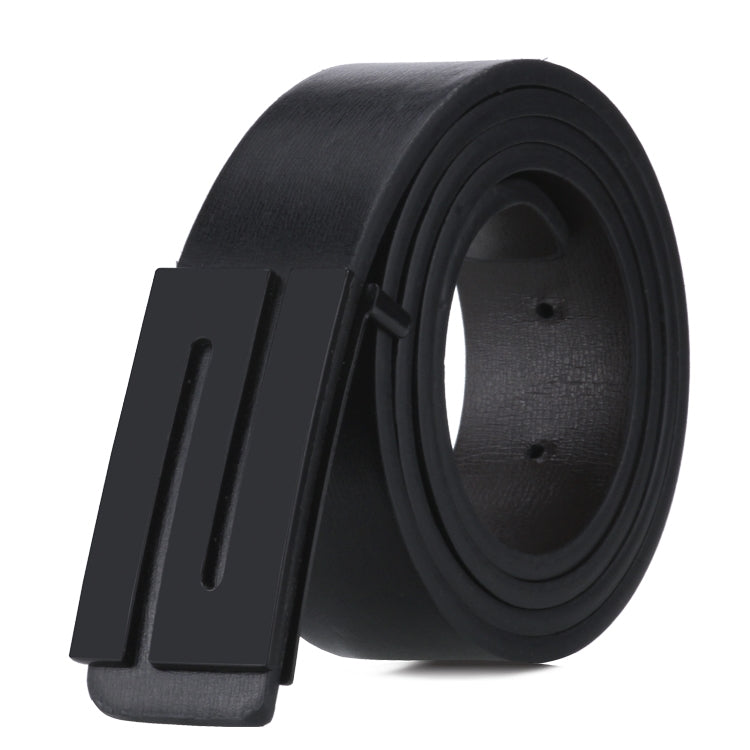 Dandali TT26 Men Fashion Black N Buckle Leather Belt Waistband, Length: 115cm