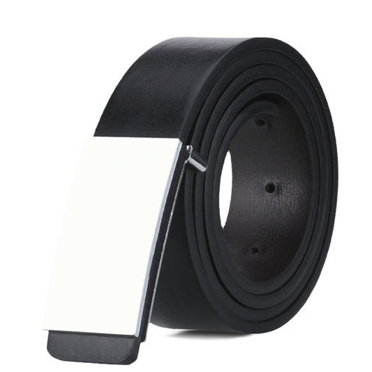 Dandali TT26 Men Fashion Silver Flat Buckle Leather Belt Waistband, Length: 115cm
