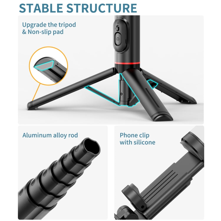 Q12s Bluetooth Remote Control Rotatable Fill Light Tripod Selfie Stick