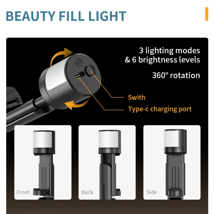 Q12s Bluetooth Remote Control Rotatable Fill Light Tripod Selfie Stick