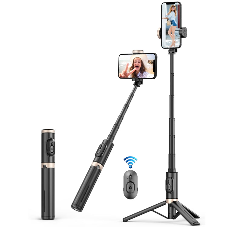Q12 Hidden Design Reinforced Bluetooth Remote Control Tripod Selfie Stick, Q12 (Black)