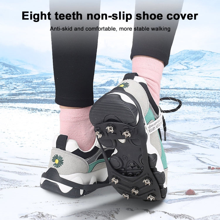 1 Pair 011 8-teeth Outdoor Snow Ice Ground Anti-slip Crampons Shoe Cover, Size:L (255-275mm)