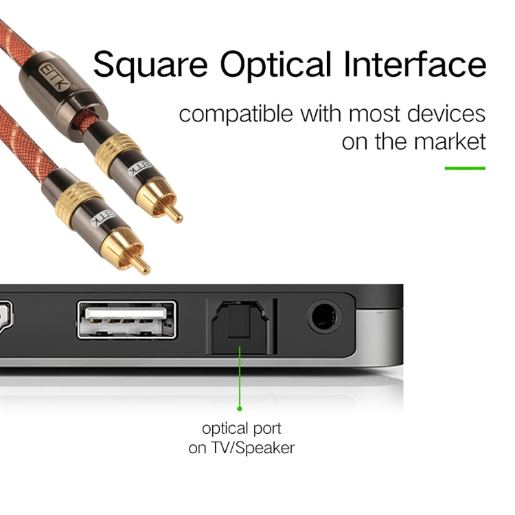 EMK TZ/A 8m OD8.0mm Gold Plated Metal Head RCA to RCA Plug Digital Coaxial Interconnect Cable Audio / Video RCA Cable