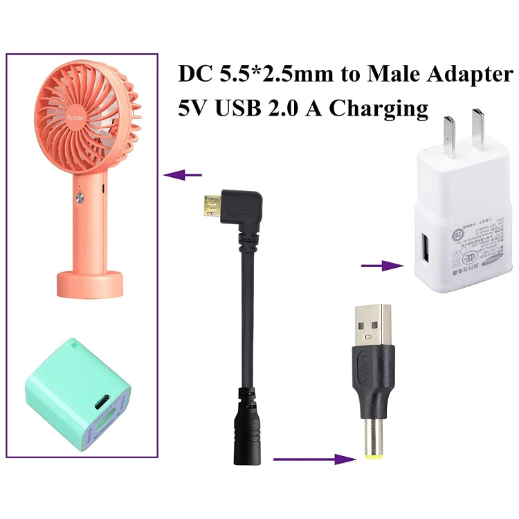 10 PCS 5.5 x 2.5mm Male to USB 2.0 Male DC Power Plug Connector