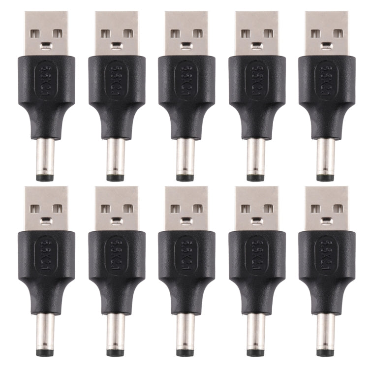 10 PCS 5.5 x 2.1mm Male to USB 2.0 Male DC Power Plug Connector
