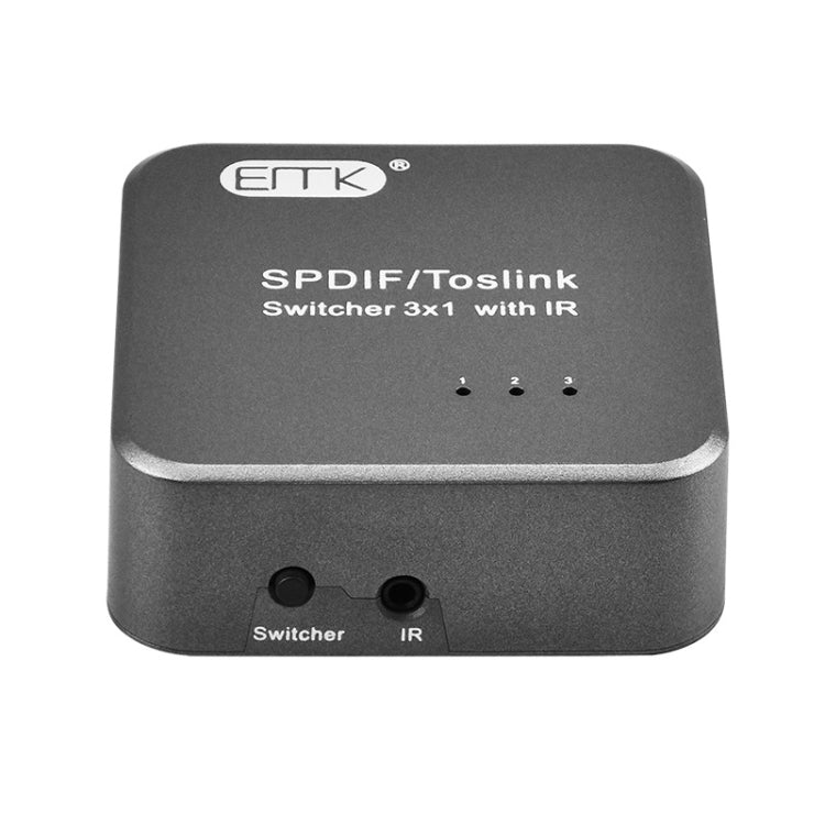EMK SPDIF/TosLink Digital Optical Audio 3x1 Switcher with IR Controller