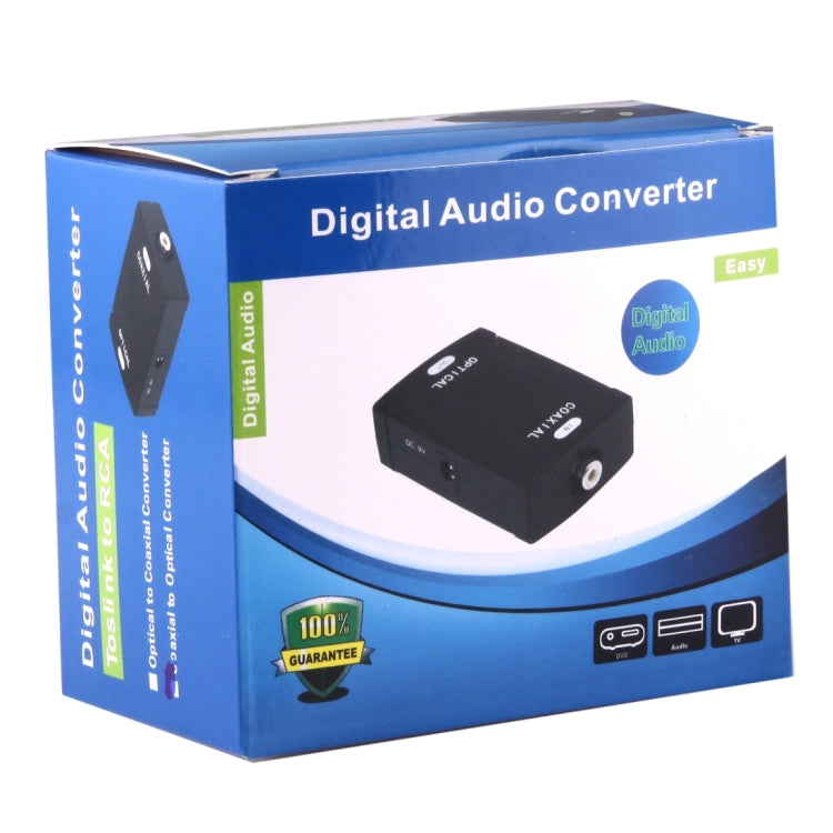 Optical Toslink Input to Coaxial RCA Output Digital Audio Converter Adapter
