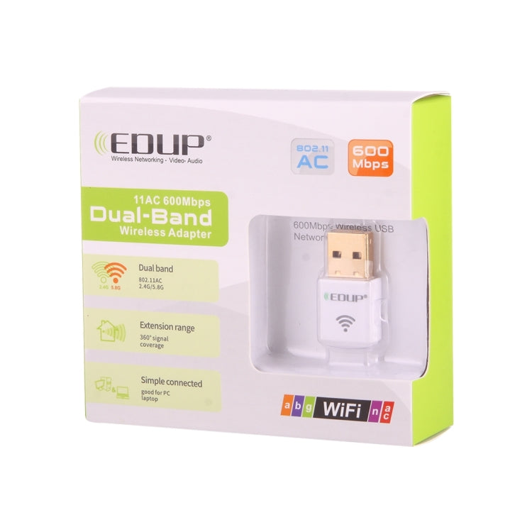 EDUP EP-AC1619 Mini Wireless USB 600Mbps 2.4G / 5.8Ghz 150M+433M Dual Band WiFi Network Card for Nootbook / Laptop / PC