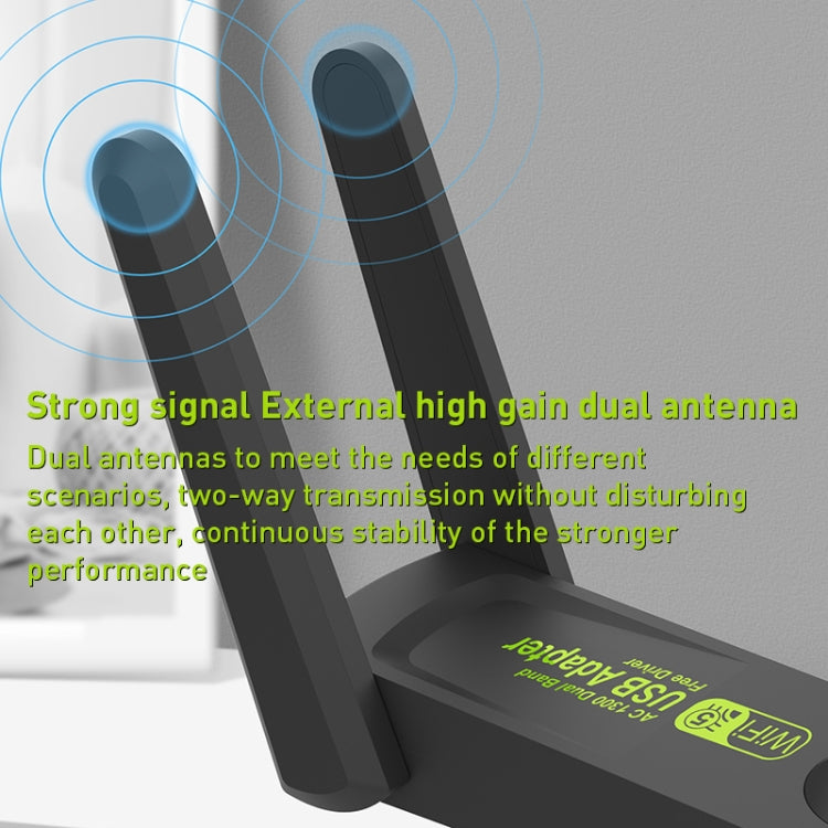 1300Mbps Dual Frequency USB Network Adapter WiFi Transmitter Receiver