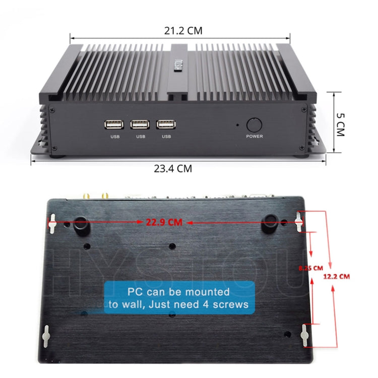 HYSTOU FMP04 i5 7200U Mini PC, Intel Core i5 7200U Processor Dual Core up to 3.1GHz, RAM: 4GB, ROM: 128GB, Support Windows 7 / 8 / 10 / Linux OS