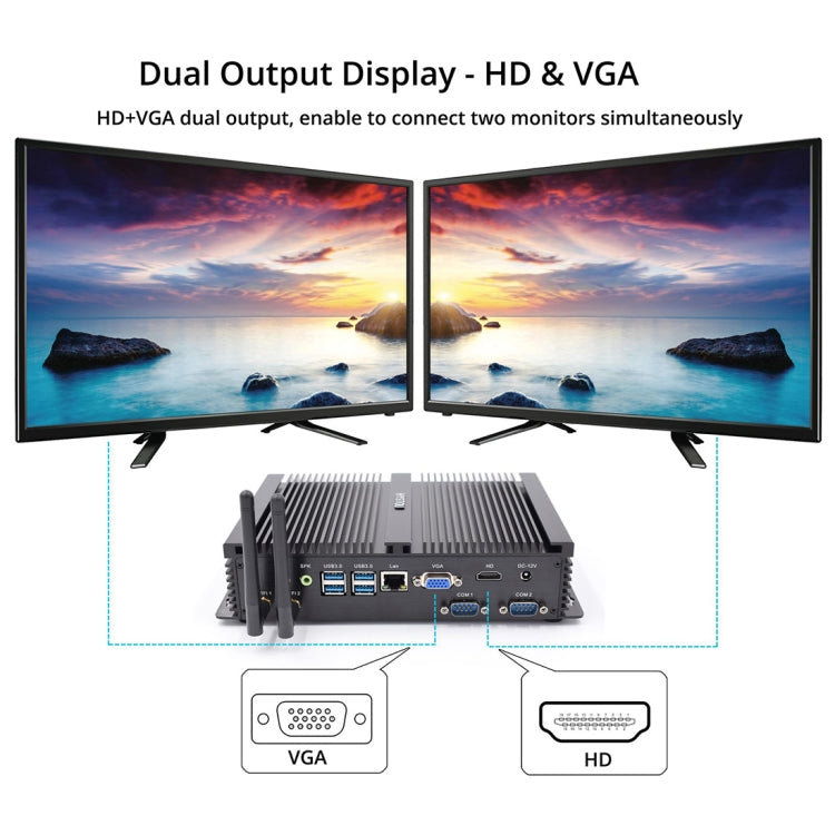 HYSTOU FMP04 i5 7200U Mini PC, Intel Core i5 7200U Processor Dual Core up to 3.1GHz, RAM: 4GB, ROM: 128GB, Support Windows 7 / 8 / 10 / Linux OS