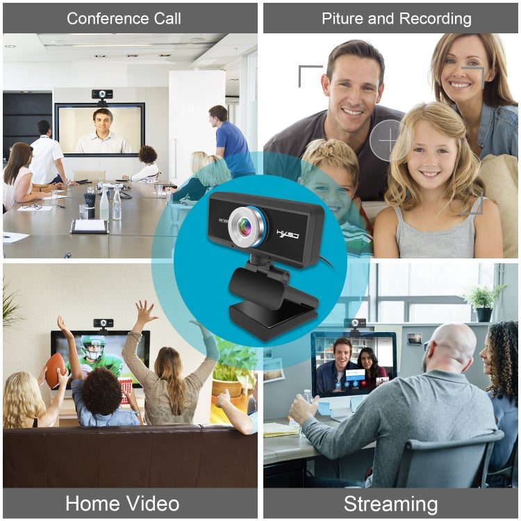 HXSJ S90 30fps 1 Megapixel 720P HD Webcam for Desktop / Laptop / Android TV, with 8m Sound Absorbing Microphone, Cable Length: 1.5m