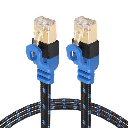 REXLIS CAT7-2 Gold-plated CAT7 Flat Ethernet 10 Gigabit Two-color Braided Network LAN Cable for Modem Router LAN Network, with Shielded RJ45 Connectors, Length: 1m