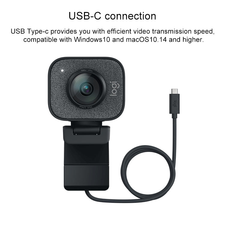Logitech StreamCam Full HD 1080P / 60fps Auto Focus USB-C / Type-C Port Live Broadcast Gaming Webcam, Built-in Microphone