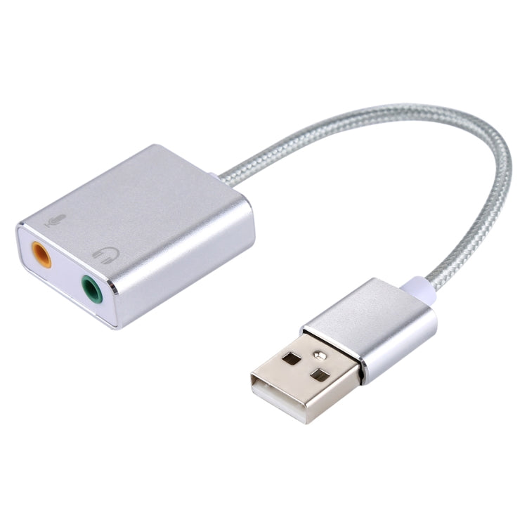 Aluminum Alloy Shell External USB Virtual 7.1 Channel Sound Card with 13cm Cable for PC Laptop