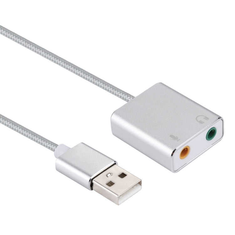 Aluminum Alloy Shell External USB Virtual 7.1 Channel Sound Card with 13cm Cable for PC Laptop