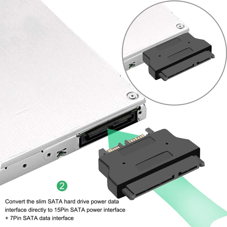 SATA 22 Pin Female to SLIMLINE SATA 13 Pin Male Adapter