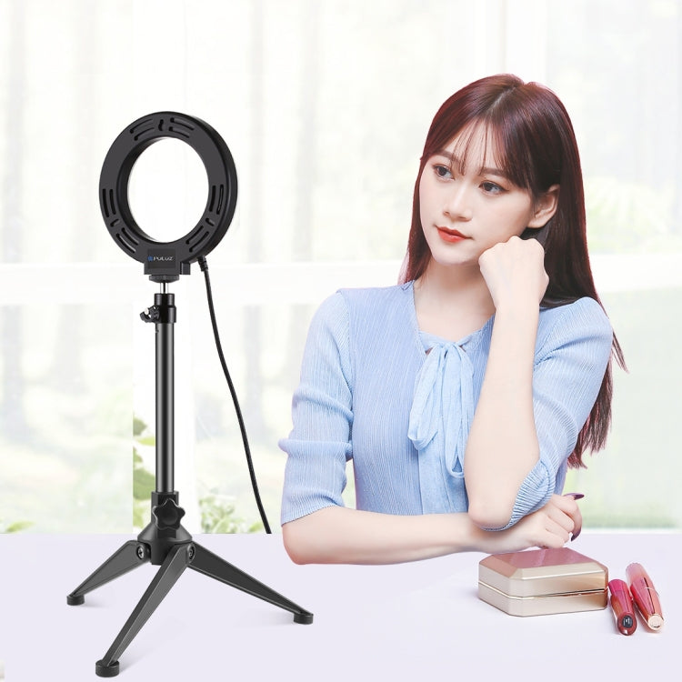 PULUZ 4.7 inch 12cm USB 10 Modes 8 Colors RGBW Dimmable LED Ring Vlogging Photography Video Lights + Desktop Tripod  Mount with Cold Shoe Tripod Ball Head, 4.7 inch RGBW+Tripod Mount