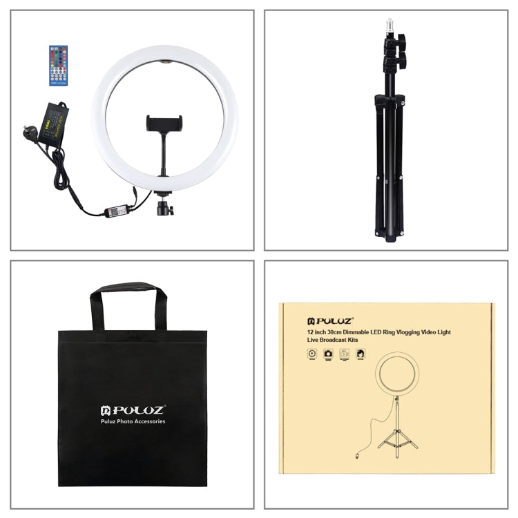 PULUZ 11.8 inch 30cm RGB Light 1.1m Tripod Mount Dimmable LED Ring Vlogging Selfie Photography Video Lights Live Broadcast Kits with Cold Shoe Tripod Ball Head & Phone Clamp, 11.8 inch RGB+Tripod(AU)