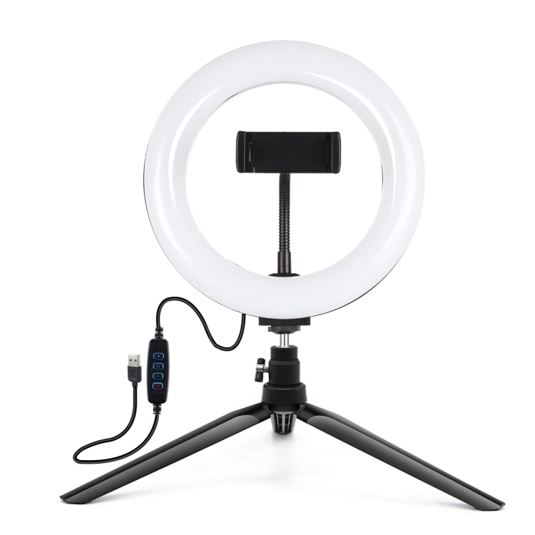 PULUZ 7.9 inch 20cm Light + Desktop Tripod Mount USB 3 Modes Dimmable Dual Color Temperature LED Curved Light Ring Vlogging Selfie Beauty Photography Video Lights with Phone Clamp, 7.9 inch+Tripod