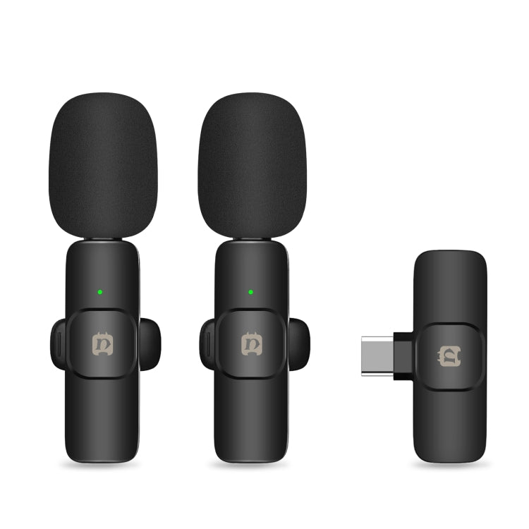 PULUZ Wireless Lavalier Noise Reduction Reverb Microphones for Type-C Phone, Type-C Receiver and Dual Microphones, Type-C Receiver and Dual Microphones