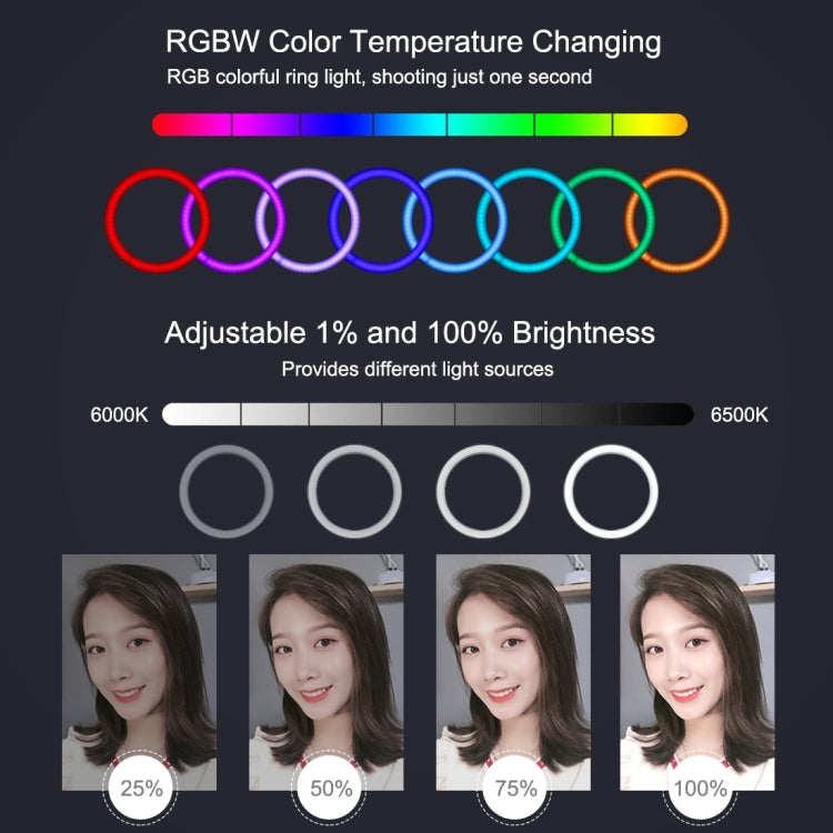 PULUZ 11.8 inch 30cm RGB Dimmable LED Ring Vlogging Selfie Photography Video Lights with Cold Shoe Tripod Ball Head & Phone Clamp (Pink), 12 inch RGB(EU)