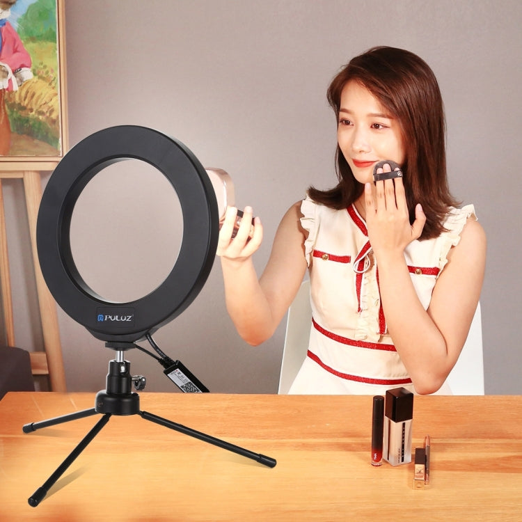 PULUZ 6.2 inch 16cm USB RGBW Dimmable LED Ring Vlogging Photography Video Lights  with Cold Shoe Tripod Ball Head & Remote Control, 6.2 inch RGBW / Remote