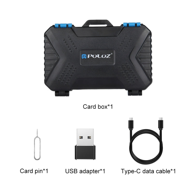 PULUZ Card Reader + 22 in 1 Memory Card Case for 1Standard SIM + 2Micro-SIM + 2Nano-SIM + 3CF + 7SD + 6TF + 1CARD PIN, 22 in 1 + Card Reader