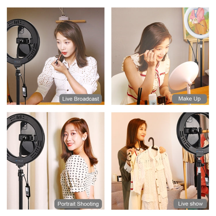 PULUZ 7.9 inch 20cm USB RGB Dimmable LED Dual Color Temperature LED Curved Light Ring Vlogging Selfie Photography Video Lights with Phone Clamp, 7.9 inch RGBW